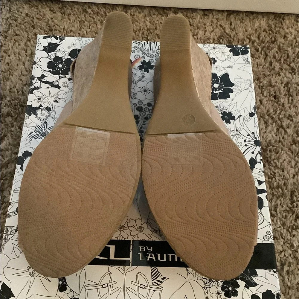 CL BY LAUNDAY ORGANZA SILK CORK WEDGES